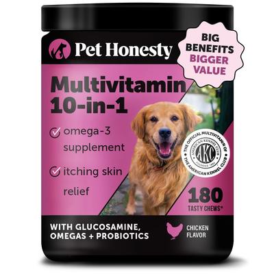 Show full view: Pet Honesty Multivitamin 10-in-1 Chicken Flavor Glucosamine, Omega-3 Vitamins for Dogs, 180 count slide 1 of 13