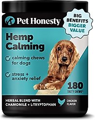 Pet Honesty Calming Hemp Chicken Flavored Calming & Anxiety Chews Supplement for Dogs, 180 count