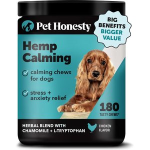 Pet Honesty Calming Hemp Chicken Flavored Calming & Anxiety Chews Supplement for Dogs, 180 count
