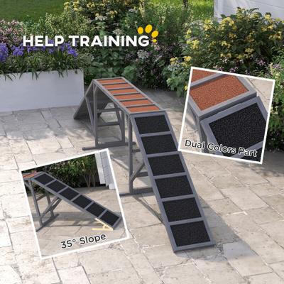 Show full view: PawHut Playground Ramp with Safety Bar Dog Agility Equipment slide 6 of 10