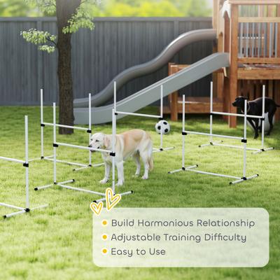 Show full view: PawHut 6 Piece Starter Kit Dog Agility Course, White slide 7 of 9