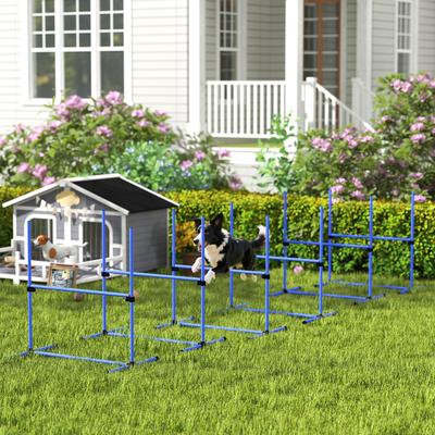 Show full view: PawHut 6 Piece Starter Kit Dog Agility Course, Blue slide 2 of 9