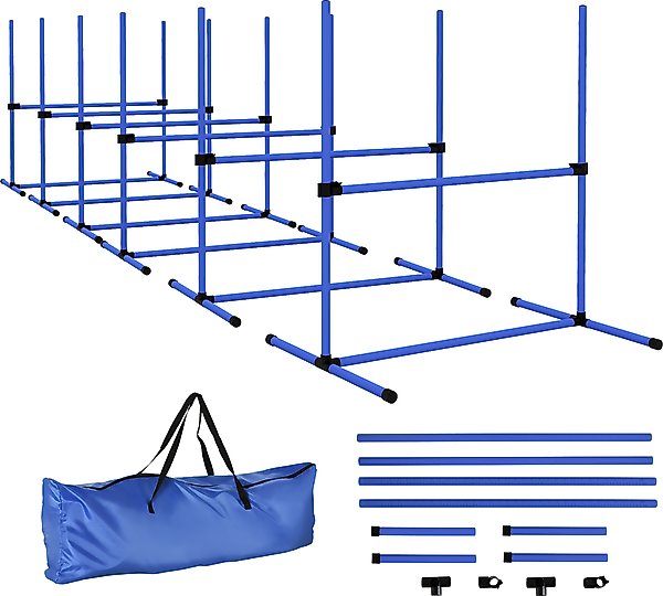 Show full view: PawHut 6 Piece Starter Kit Dog Agility Course, Blue slide 1 of 9