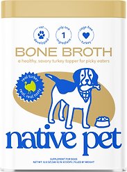 Native Pet Organic Turkey Bone Broth Powder Grain-Free Dog Food Topper, 12-oz jar