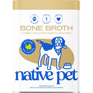 Native Pet Organic Turkey Bone Broth Powder Grain-Free Dog Food Topper, 12-oz jar