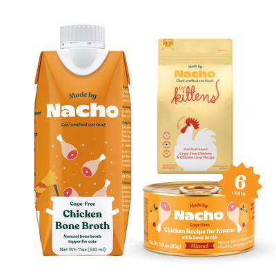 Show full view: Made by Nacho Chicken Recipe Minced Wet Kitten Food, 3-oz can, case of 6 + 2 items slide 1 of 9