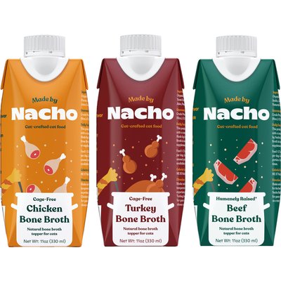 Made by Nacho Made by Nacho Turkey Bone Broth Grain- Free Wet Cat Food Topper, 11-oz carton + 2 items