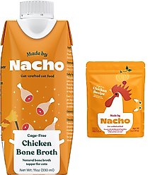 Made by Nacho Chicken Bone Broth Grain- Free Wet Cat Food Topper, 11-oz carton & Made by Nacho Cage Free Chicken Recipe Cuts In Gravy with Bone Broth Wet Cat Food