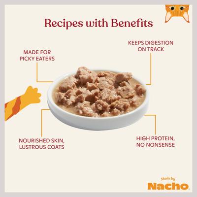 Show full view: Made by Nacho Chicken Bone Broth Grain- Free Wet Cat Food Topper, 11-oz carton & Made by Nacho Cage Free Chicken Recipe Cuts In Gravy with Bone Broth Wet Cat Food slide 9 of 9