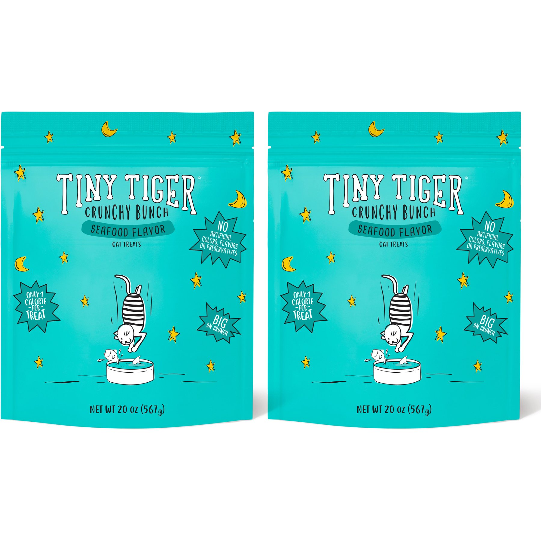 Tiny Tiger Crunchy Bunch Fins of Fury Seafood Flavor Cat Treats, 40-oz bundle