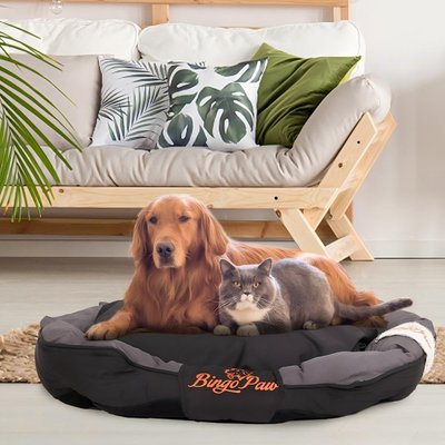 BingoPaw BingoPaw Heavy Duty Waterproof Oxford Sofa Dog Bed with Removable Cover, Black, XX-Large