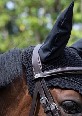 Show full view: LeMieux Acoustic Pro Horse Fly Hood, Black, Medium slide 6 of 7