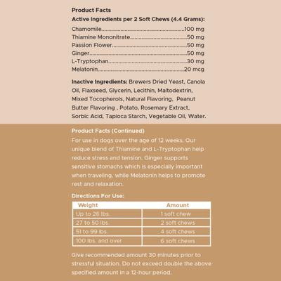 Show full view: Chew + Heal Anxiety + Stress Peanut Butter Flavored Soft Chew Calming Supplement for Dogs, 30 count slide 8 of 11