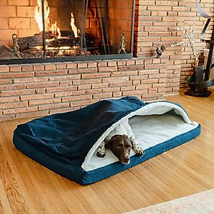 Snoozer Pet Products Forgiveness Luxury Microsuede Cozy Cave Covered Dog Bed with Removable Cover, Sapphire, Medium