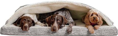 Show full view: Snoozer Pet Products Forgiveness Microsuede Cozy Cave Covered Dog Bed with Removable Cover, Palmer Dove, Large slide 2 of 6