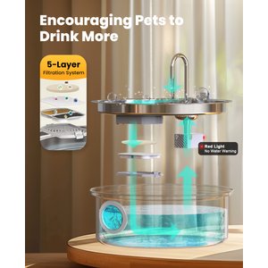 OneIsAll PWF-002-B Stainless Steel Dog Water Fountain, 1.8-gal