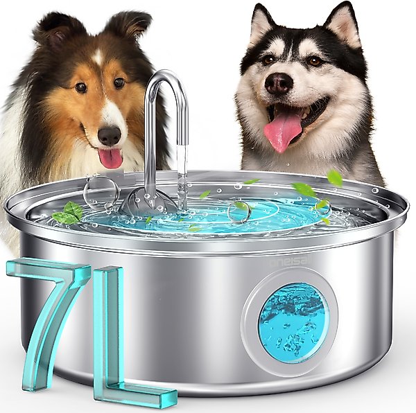 Show full view: OneIsAll PWF-002-B Stainless Steel Dog Water Fountain, 1.8-gal slide 2 of 11