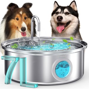 OneIsAll PWF-002-B Stainless Steel Dog Water Fountain, 1.8-gal