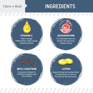 Chew + Heal Senior Vision + Cognition Soft Chews Supplement for Senior Dogs, 120 count