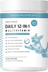 Chew + Heal Daily 12-in-1 Multivitamin, Multifunctional Wellness Powder Supplement for Dogs, 14-oz jar