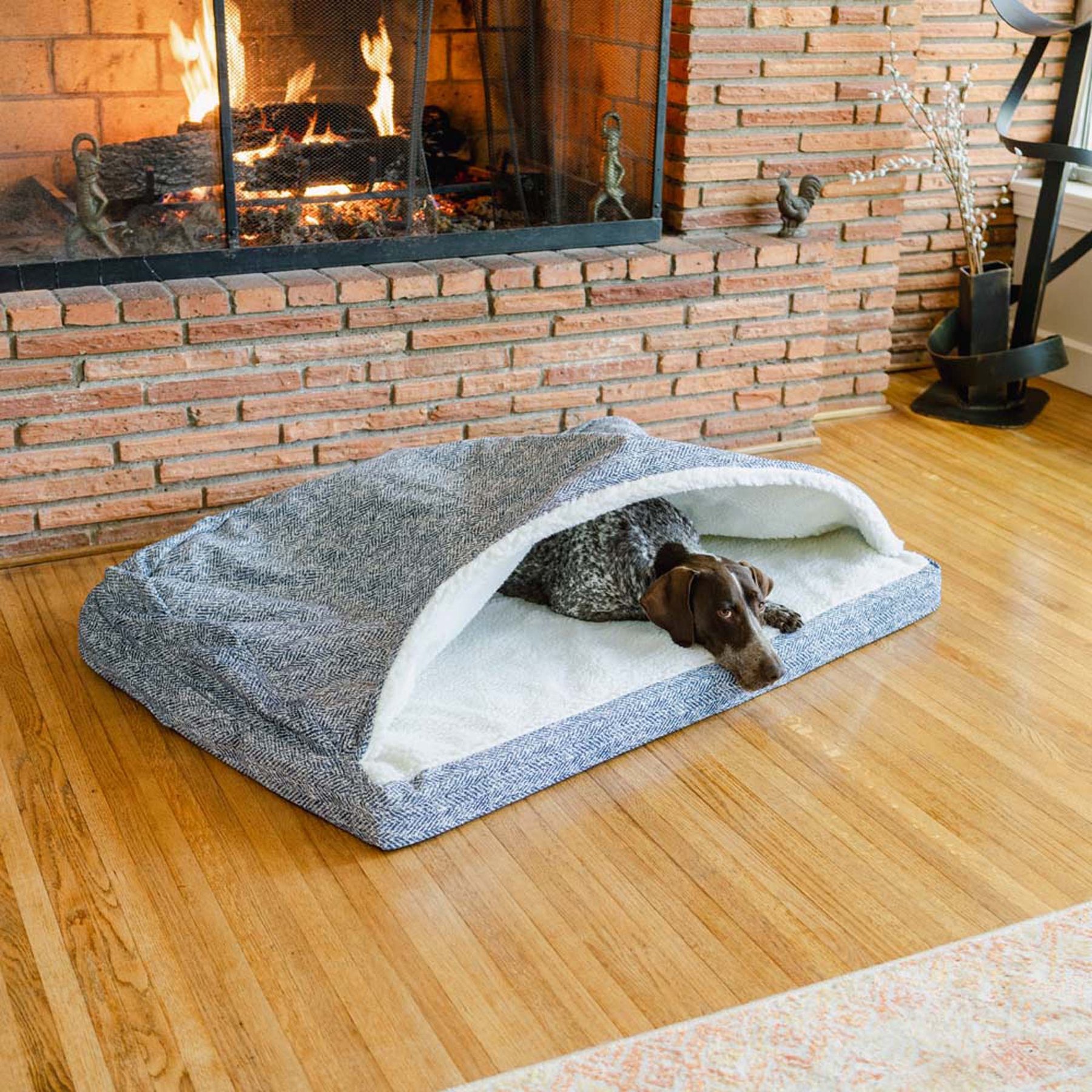 Snoozer Pet Products Orthopedic Microsuede Cozy Cave Dog Bed, Palmer Indigo, Medium