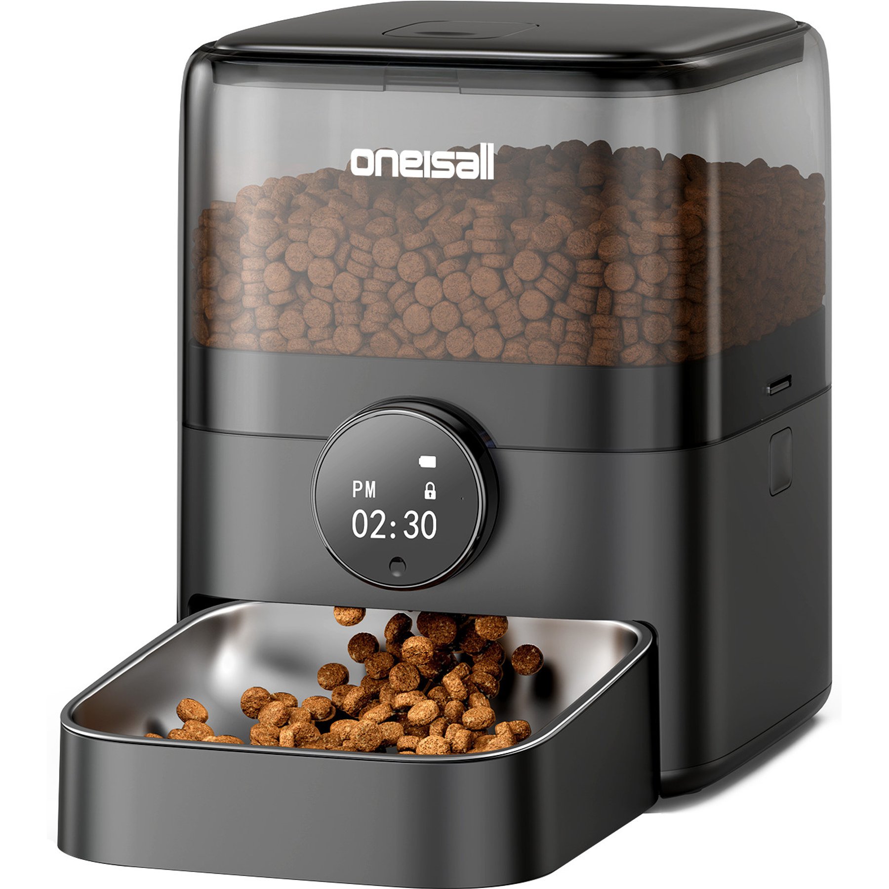 OneIsAll PF05 Automatic Cat Feeder, Black, 12-cup