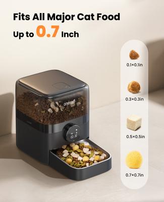 Show full view: OneIsAll PF05 Automatic Cat Feeder, Black, 12-cup slide 3 of 12