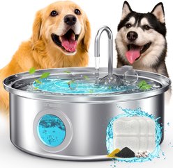 OneIsAll PWF-002-B Stainless Steel Dog Water Fountain, 1.8-gal