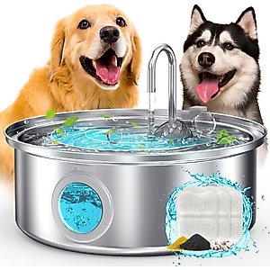 OneIsAll PWF-002-B Stainless Steel Dog Water Fountain, 1.8-gal