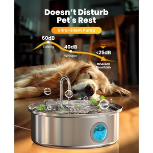 OneIsAll PWF-002-B Stainless Steel Dog Water Fountain, 1.8-gal