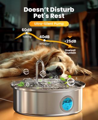 Show full view: OneIsAll PWF-002-B Stainless Steel Dog Water Fountain, 1.8-gal slide 3 of 13