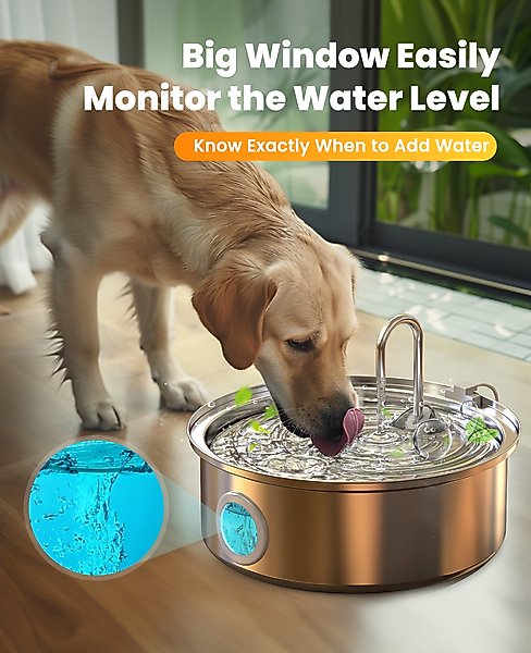 Show full view: OneIsAll PWF-002-B Stainless Steel Dog Water Fountain, 1.8-gal slide 7 of 11
