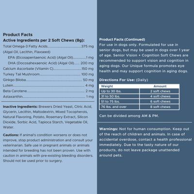 Show full view: Chew + Heal Senior Vision + Cognition Soft Chews Supplement for Senior Dogs, 60 count slide 9 of 11