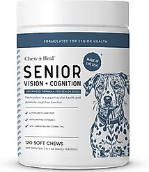 Chew + Heal Senior Vision + Cognition Soft Chews Supplement for Senior Dogs, 120 count