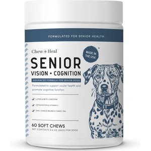 Chew + Heal Senior Vision + Cognition Soft Chews Supplement for Senior Dogs, 60 count