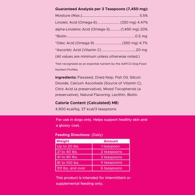 Show full view: Chew + Heal Omega Skin + Coat with Flaxseed, Kelp & Omegas Powder Supplement for Dogs, 5.4-oz jar slide 7 of 11