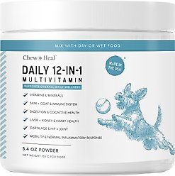 Chew + Heal Daily 12-in-1 Multivitamin, Multifunctional Wellness Powder Supplement for Dogs, 5.4-oz jar