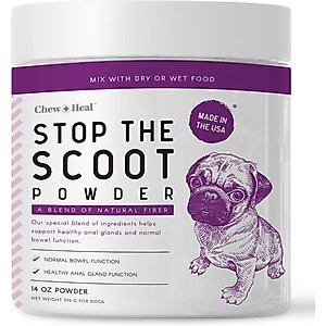 Chew + Heal Stop The Scoot Anal Glands Powder Supplement for Dogs, 14-oz jar