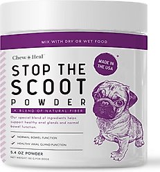 Chew + Heal Stop The Scoot Anal Glands Powder Supplement for Dogs, 5.4-oz jar