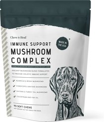 Chew + Heal Immune Support Mushroom Complex Soft Chews Supplement for Dogs, 90 count