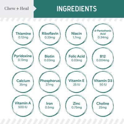 Show full view: Chew + Heal Essential 12-in-1 Multivitamin Soft Chews for Dogs, 120 count slide 3 of 11