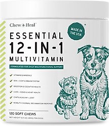 Chew + Heal Essential 12-in-1 Multivitamin Soft Chews for Dogs, 120 count