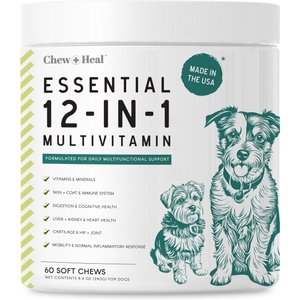 Chew + Heal Essential 12-in-1 Multivitamin Soft Chews for Dogs, 60 count
