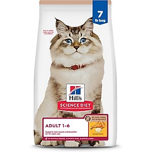Hill's Science Diet Adult 1-6 Chicken Rice Recipe No Corn, Wheat or Soy Dry Cat Food, 7-lb bag