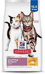 Hill's Science Diet Adult Multiple Benefit Chicken Recipe Dry Cat Food, 15.5-lb bag