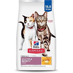 Hill's Science Diet Adult Multiple Benefit Chicken Recipe Dry Cat Food, 15.5-lb bag