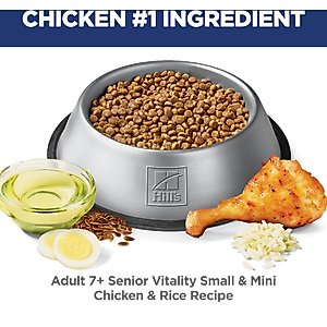 Hill's Science Diet Adult 7+ Senior Vitality Small Breed & Mini Breed Chicken & Rice Recipe Dry Dog Food, 12.5-lb bag