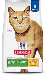 Hill's Science Diet Adult 7+ Senior Vitality Chicken Recipe Dry Cat Food, 6-lb bag