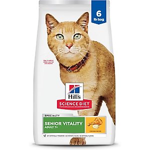 Hill's Science Diet Adult 7+ Senior Vitality Chicken Recipe Dry Cat Food, 6-lb bag
