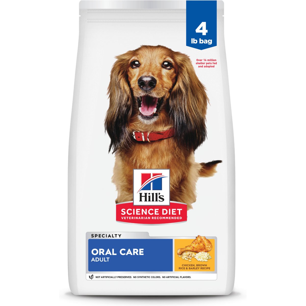 Hill's Science Diet Adult Oral Care Chicken, Rice & Barley Recipe Dry Dog Food, 4-lb bag
